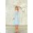 Women's Long Elegant Dress with Wide Straps (SL) FRENCH FASHION FMPEL23VELVET Light blue 34