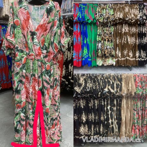 Long Jumpsuit with Pendant 3/4 Long Sleeve Women's Plus Size (50-58) ITALIAN FASHION IMWEC24016