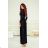 Women's Long Elegant Dress with Wide Straps (SL) FRENCH FASHION FMPEL23VELVET black 46