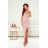 Women's Long Elegant Dress with Wide Straps (SL) FRENCH FASHION FMPEL23VELVET růžová starorůžová 38