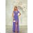 Women's Long Elegant Dress with Wide Straps (SL) FRENCH FASHION FMPEL23VELVET purple 34