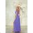 Women's Long Elegant Dress with Wide Straps (SL) FRENCH FASHION FMPEL23VELVET purple 34