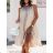 Women's Long Sleeve Hoodie Dress (S / M ONE SIZE) ITALIAN FASHION IMWA216095 white S / M
