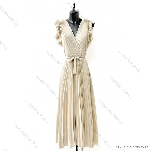 Women's Long Sleeve Summer Dress (S/M ONE SIZE) ITALIAN FASHION IMPES238990 beige 
