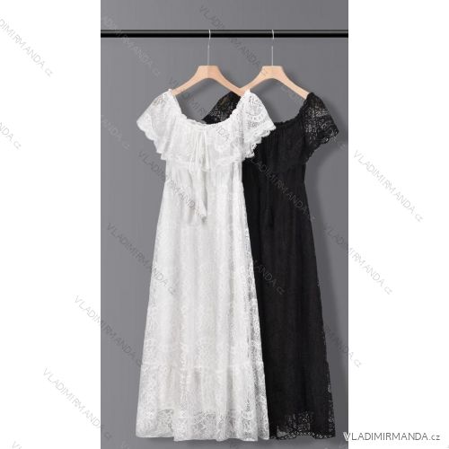 Women's Lace Cotton Short Sleeve Dress (S/M ONE SIZE) ITALIAN FASHION IMM23M7267