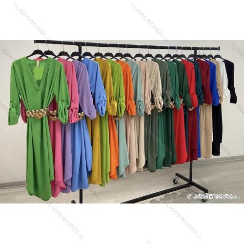 Women's Long Sleeve Belted Casual Dress (S/M/L ONE SIZE) ITALIAN FASHION IMHMS24289