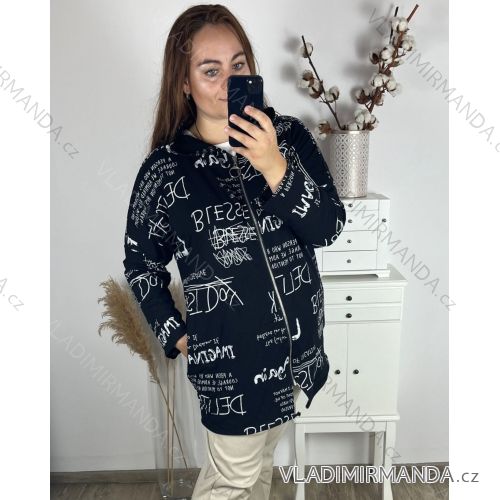 Women's Plus Size Zipper Hoodie Long Sleeve (2XL/3XL ONE SIZE) ITALIAN FASHION IMC23388