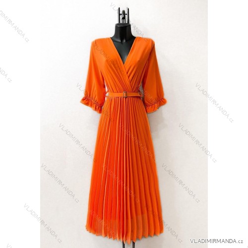 Women's Long Sleeve Summer Dress (S/M ONE SIZE) ITALIAN FASHION IMPES238990 oranžová