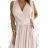 362-8 JUSTINE Long dress with a neckline and a tie at the back - beige with glitter