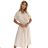 550-1 Midi shirtdress with gold buttons, ties and short sleeves - beige