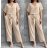 Women's Plus Size Long Pants and Long Sleeve Shirt Set (L/XL/2XL ONE SIZE) POLISH FASHION IMWT23BELLA -   zelená olivová -   56/58