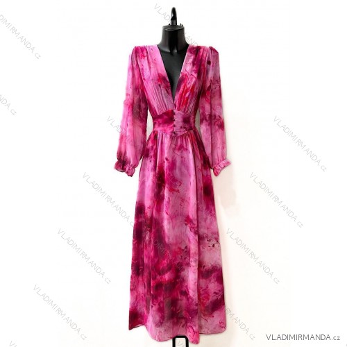 Women's Long Sleeve Summer Dress (S/M ONE SIZE) ITALIAN FASHION IMPES238990 dark pink S / M
