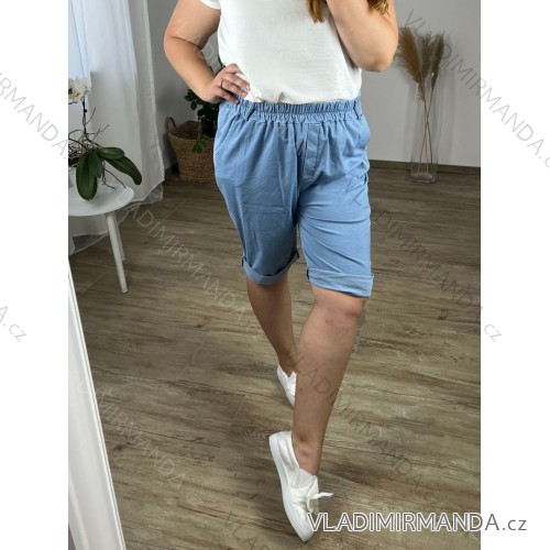 Women's Plus Size Denim Shorts Shorts (56/58 ONE SIZE) POLISH FASHION IMWT24024 -   Light blue -   56/58