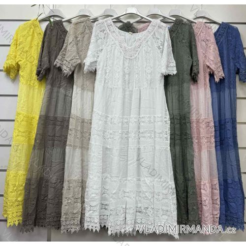Women's Lace Boho Short Sleeve Dress (42/44/46 ONE SIZE) ITALIAN FASHION IMWF24525