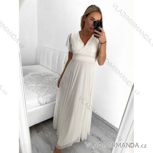 Šaty letní na ramínka dámské (S/M ONE SIZE) ITALSKÁ MÓDA IMPBB22B21841 -   white -   S / M