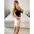 Women's Long Chiffon Short Sleeve Dress (S/M ONE SIZE) ITALIAN FASHION IMWGM23456 -   Dark beige
 -   S / M