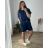 Women's Long Sleeve Shirt Dress (S/M ONE SIZE) ITALIAN FASHION IMWD232607  dark blue