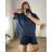 Women's Long Sleeve Shirt Dress (S/M ONE SIZE) ITALIAN FASHION IMWD232607  dark blue