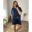 Women's Long Sleeve Shirt Dress (S/M ONE SIZE) ITALIAN FASHION IMWD232607  dark blue