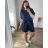 Women's Long Sleeve Shirt Dress (S/M ONE SIZE) ITALIAN FASHION IMWD232607  dark blue