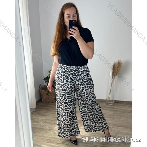 Women's Plus Size Long Pants and Long Sleeve Shirt Set (L/XL/2XL ONE SIZE) POLISH FASHION IMWT23BELLA -   hnědá gepard -