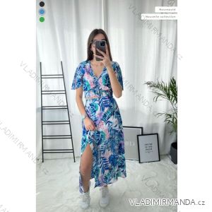 Women's Long Chiffon Short Sleeve Dress (S/M ONE SIZE) ITALIAN FASHION IMWGS231048