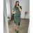 Women's Plus Size Summer Short Sleeve Dress (54/56/58 ONE SIZE) ITALIAN FASHION IM424357 50/52 zelená khaki