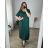 Women's Long Maxi Summer Casual Short Sleeve Dress (52/54/56 ONE SIZE) ITALIAN FASHION IMD24213 -   modrá petrolejová -   56/58