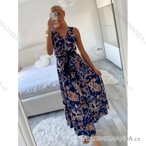 Women's summer icecool sleeveless long dress (S/M/L ONE SIZE) ITALIAN FASHION IMM22974 M / L blue