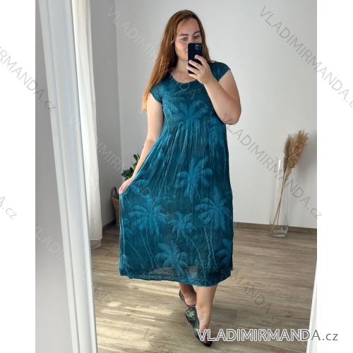 Women's Elegant Glitter Long Sleeve Dress (S/M/L/XL ONE SIZE) ITALIAN FASHION IMBM22010 52/54 dark kerosene