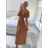 Šaty košilové dlouhý rukáv dámské (S/M ONE SIZE) ITALSKÁ MODA IMB229927 XL/2XL Camel brown