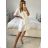 Women's Summer Cotton Short Sleeve Dress (S/M ONE SIZE) ITALIAN FASHION IM722253 S/M white