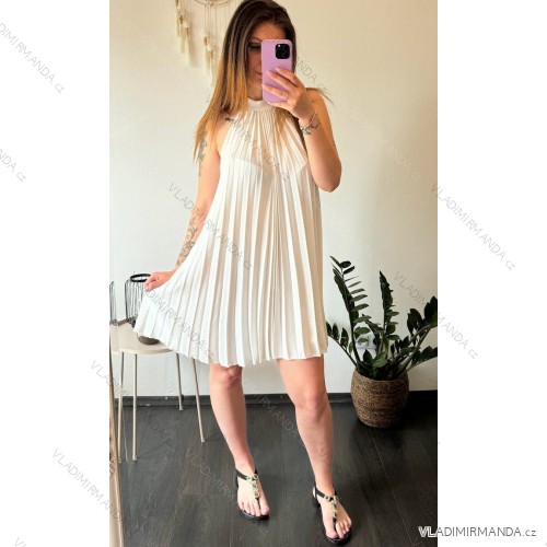 Women's Long Sleeve Hoodie Dress (S / M ONE SIZE) ITALIAN FASHION IMWA216095 white S / M