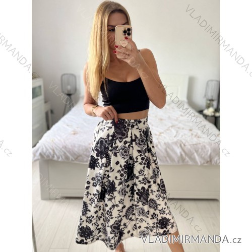 Women's Medium Length Skirt (S/M ONE SIZE) ITALIAN FASHION IMM23HG3154 S / M Black and white