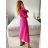 Women's Long Chiffon Short Sleeve Dress (S/M ONE SIZE) ITALIAN FASHION IMWGM23456 S / M dark pink