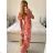 Women's Summer Short Sleeve Carmen Fringe Dress (M/L, XL/2XL ONE SIZE) ITALIAN FASHION IMB23B231 M / L pink