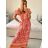 Women's Summer Short Sleeve Carmen Fringe Dress (M/L, XL/2XL ONE SIZE) ITALIAN FASHION IMB23B231 M / L pink