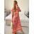Women's Summer Short Sleeve Carmen Fringe Dress (M/L, XL/2XL ONE SIZE) ITALIAN FASHION IMB23B231 XL/2XL pink