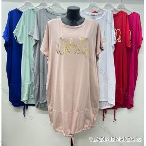 Long Sleeve Hooded Short Sleeve Women Plus Size Tunic (52/54/56 ONE SIZE) ITALIAN FASHION IM424359