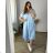 Shirt 3/4 sleeve ladies strip (4XL/5XL ONE SIZE) ITALSKÁ MÓDA IM422026 56/58 Light blue