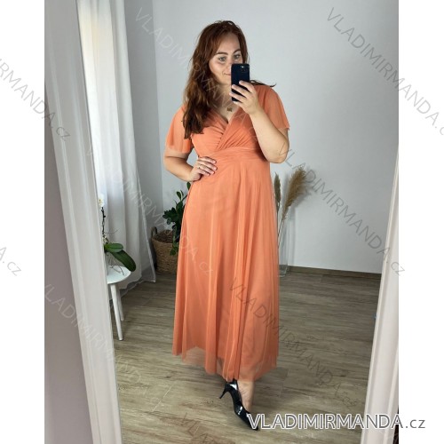 Dress Long Elegant Party Short Sleeve Women's Plus Size (2XL-4XL) ITALIAN FASHION IMPSH233589V oranžová 50/52