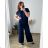 Women's Summer Tunic and Pants Set (S/M/L ONE SIZE) ITALIAN FASHION IM424200/DU - Petrol Blue - M/L