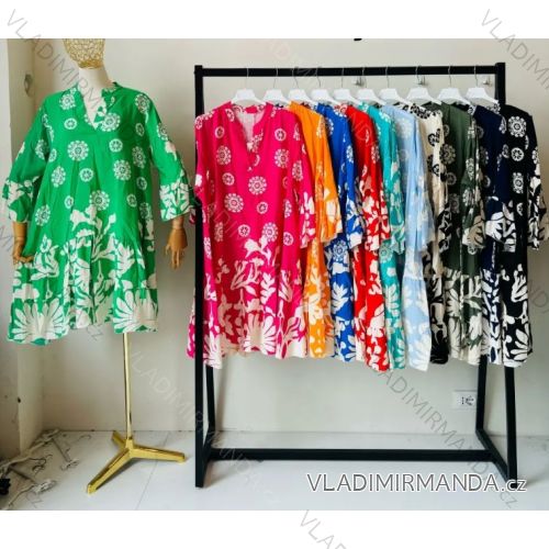 Women's 3/4 Sleeve Summer Dress (S/M ONE SIZE) ITALIAN FASHION IMPEM241355