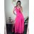 Women's Long Chiffon Short Sleeve Dress (S/M ONE SIZE) ITALIAN FASHION IMWGS231048