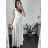 Women's Long Chiffon Short Sleeve Dress (S/M ONE SIZE) ITALIAN FASHION IMWGS231048 -   béžová smetanová -   S / M