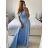 Women's Long Chiffon Short Sleeve Dress (S/M ONE SIZE) ITALIAN FASHION IMWGS231048