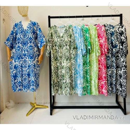 Women's Long Summer Short Sleeve Dress (S/M ONE SIZE) ITALIAN FASHION IMPEM23VA715