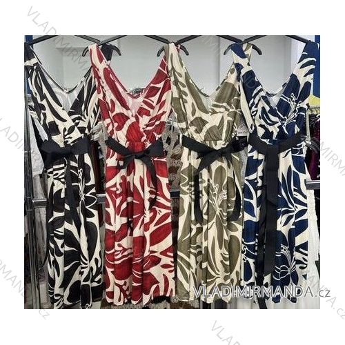 Long summer satin dress with straps women with belt (UNI S / M) ITALIAN FASHION IMM21940