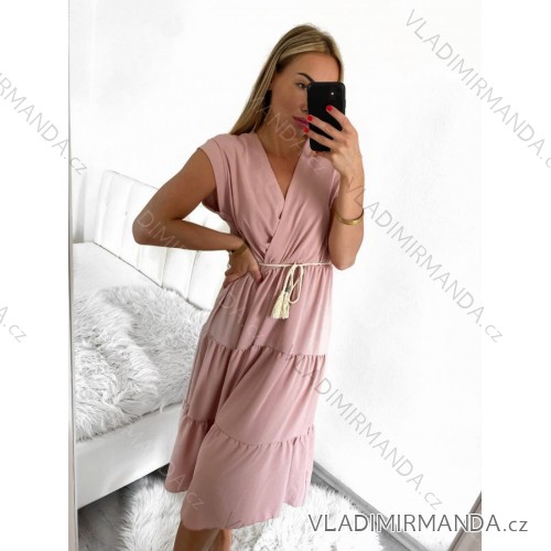 Šaty riflové dlouhé košilové dámské (uni sl) ITALIAN Fashion IM3181746 S/M Old-pink