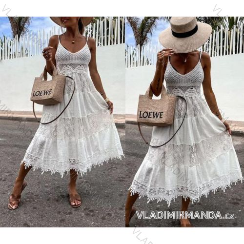 Women's Summer Boho Lace Strapless Dress (S/M ONE SIZE) ITALIAN FASHION IMPEM24IND7712
